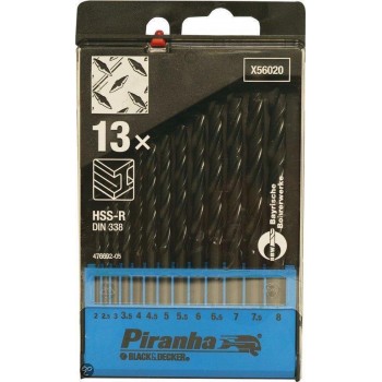 Piranha HSS metaalboren cassette, 13 stuks 2 - 8mm X56020