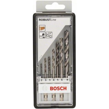Bosch robustline houtspiraalboor set - 6-kant - 2-8 mm - 7-delig