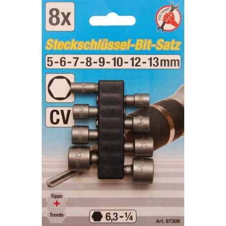 BGS Bit Doppen set  - 8 delig - 5 - 6 - 7 - 8 - 9 - 10 - 12 - 13 mm - voor Boormachine - Accu schroefmachine - BGS67308