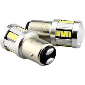 BAY15D - 1157 - autolamp set | 2x 36-SMD LED xenon wit 6000K met lens | 12V - 24V - 3W