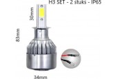 H3 autolamp set | 2x LED koplamp 36W | COB xenon wit 6000K | 8-48V