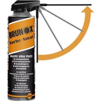 Spray brunox turbo 500 ml power-klik smart straw - ORANJE