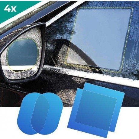 4x Nano Coating Folie / Spiegel Auto / Anti-regen / Spiegel Sticker / Spiegel Folie / Veiligheid / Gratis Verzending