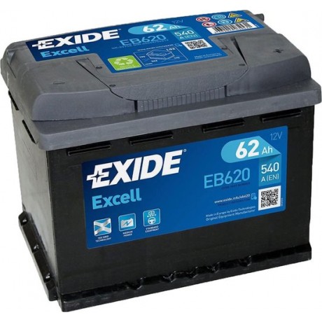 EXIDE EB620 Excell 12V 62 Ah 540A Autobatterij 3661024034531