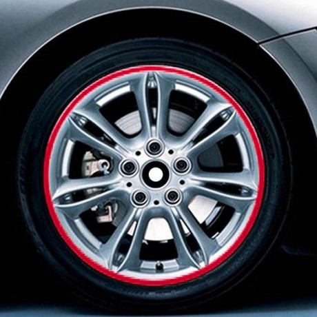 Kleur 17 inch wielnaaf reflecterende sticker voor luxe auto (rood)