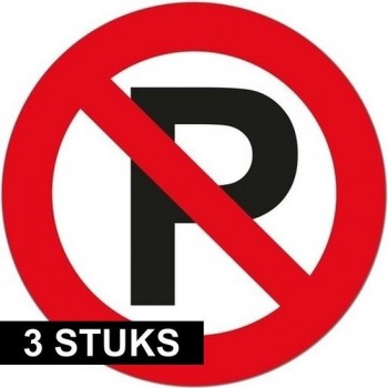 3x Verboden parkeren stickers 14 cm - Parkeerverbod stickers - Niet parkeren