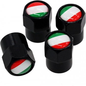 TT-products ventieldoppen aluminium Italiaanse vlag zwart 4 stuks