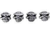 DTouch ventieldoppen Angry Silver Skull zilver 4 stuks