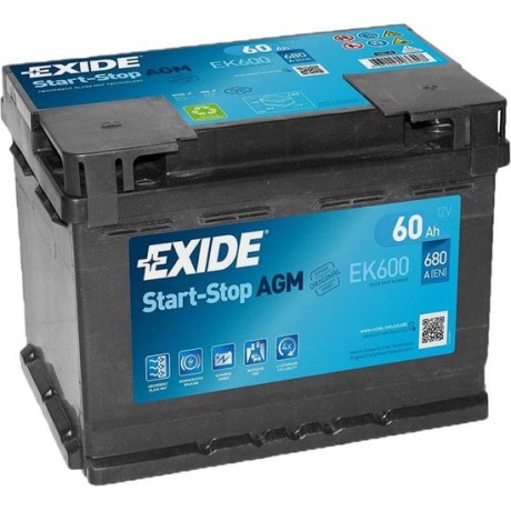 EXIDE EK600 Start-Stop AGM 12V 60 Ah 680A Autobatterij 3661024036498