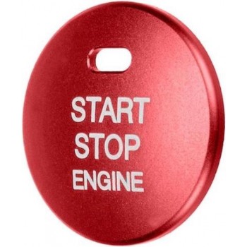 Motor Start Stop Drukknop - 3D Aluminium - Cover Trim - Decoratieve Sticker - 3cm - Rood - 1 stuk