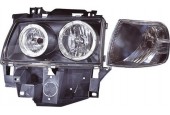 Depo Set koplampen + knipperlichten passend voor Volkswagen Transporter T4 1990-1995 - Zwart + LED Cell-Rim