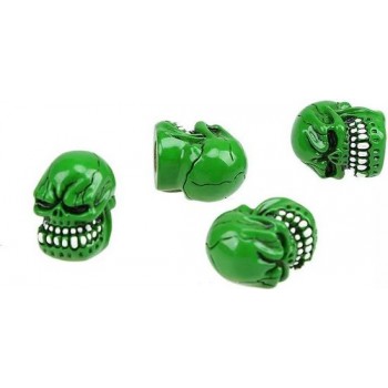 DTouch ventieldoppen Green Skull groen 4 stuks