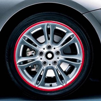 15 inch reflecterende sticker met wielnaaf voor luxe auto (rood)