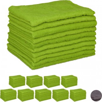 relaxdays 100x microvezeldoek groen - microvezeldoekjes - wonderdoekjes - wasbaar