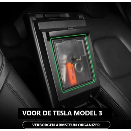 Tesla Model 3 Verborgen Armsteun Organizer Auto Interieur Organiser Accessoires Nederland en België