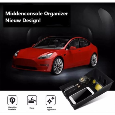 Tesla Model 3 Middenconsole Organizer V2 Opbergbak Zonnebril Munt Horloge en pashouder Accessoires