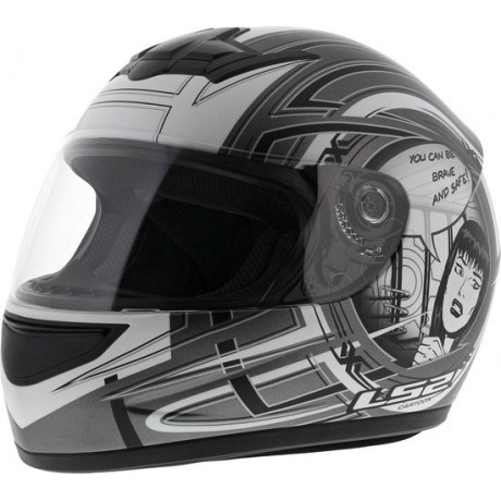 LS2 FF350 Helm Cartoon mat antraciet zilver