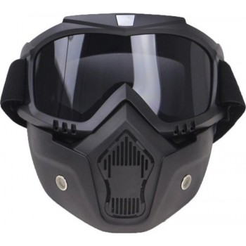 Bril en masker - Zwart - Motor - Scooter - Ski - Smoke design - Multifunctioneel
