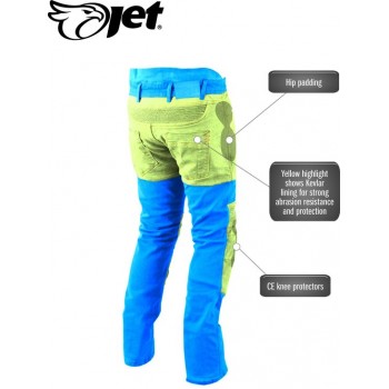 JET - Motorbroek Spijkerboek - Kevlar Safety Broeken Aramide gevoerd CE - Protectie Stretch Panels Tech Pro (Blauw, W 34 L 34)