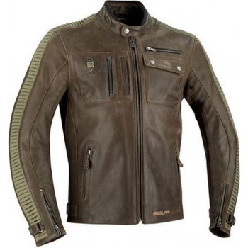Segura Jayzer Brown Khaki Leather Motorcycle Jacket M