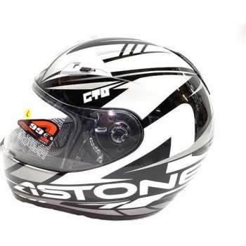 Astone Helm Graphic Booster Black / Zwart Wit maat S ECE Gekwalificeerd