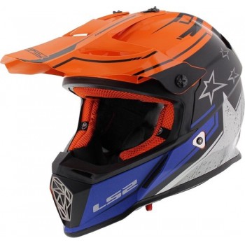 LS2 MX437 Crosshelm Fast Core Motorcross helm mat zwart glans oranje M