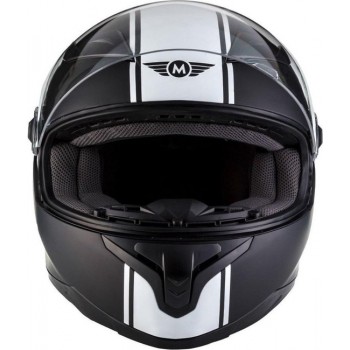MOTO X86 Racing integraal helm scooterhelm, motorhelm met vizier, Mat Zwart Wit, M hoofdomtrek 57-58cm