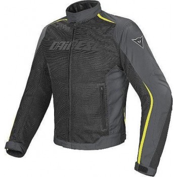 Dainese Hydra Flux D-Dry Black Dark Gull Gray Yellow Fluo Textile Motorcycle Jacket 54