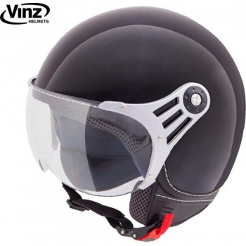 Vinz scooterhelm / Jethelm / Helm Zwart - Medium