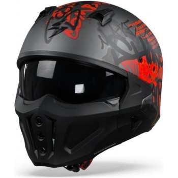 Scorpion Covert-X Wall Dark Silver Matt Red Jet Helmet S