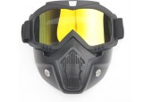Black goggle mask - goud reflectie lens | helm masker | Zwart brillenmasker