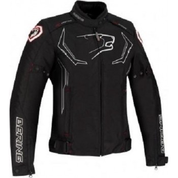 Bering Guardian Black White Red Lady Textile Motorcycle Jacket T5