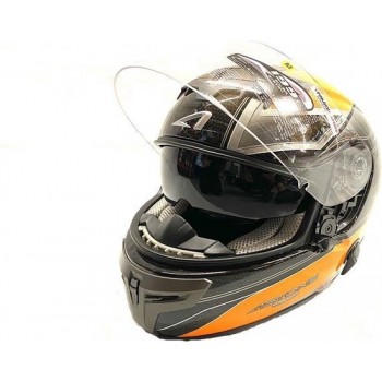 Astone Systeem Helm Graphic Energie Orange Maat XS ECE Gekwalificeerd