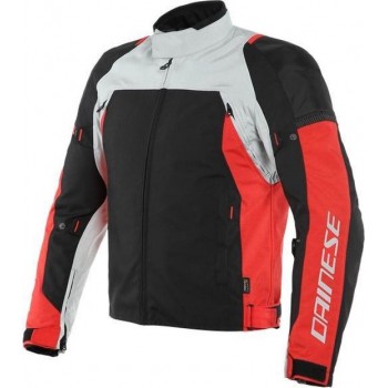 Dainese Speed Master D-Dry Glacier Gray Lava Red Black Textile Motorcycle Jacket 44