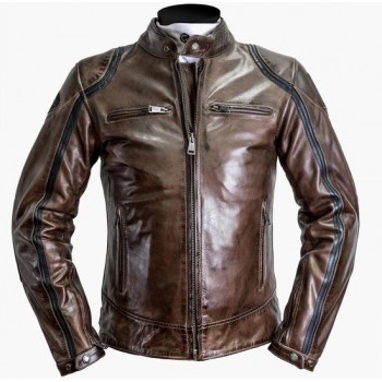 Helstons Modelo Rag Camel Black Leather Motorcycle Jacket XL