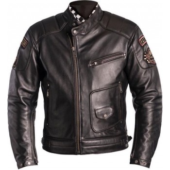 Helstons Ridley Dirty Brown Leather Motorcycle Jacket M