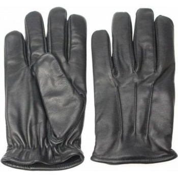 Classic fleece lined leren handschoenen zwart | maat L
