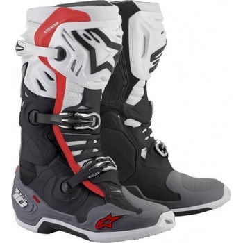 Alpinestars Tech 10 Supervented Black White Mid Gray Red Motorcycle Boots 14