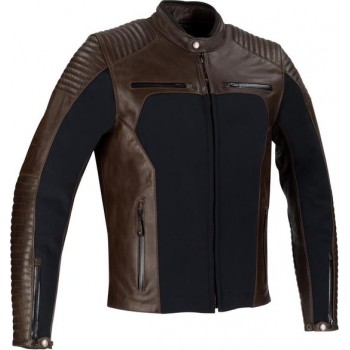 Bering Rex Brown Black Leather Motorcycle Jacket S