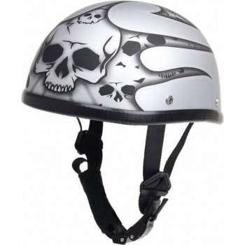 Dream Apparel burning skull zilver chopper helm  | Maat XXL