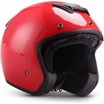 Moto S77 Rood, open jethelm scooterhelm motor helm met vizier en zonneklep XS 53-54cm hoofdomtrek