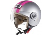 NOX N210 Jet Grey mat en fluorroze helm