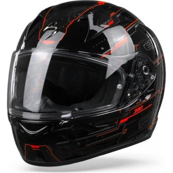 Scorpion EXO-390 Beat Black Neon Red Full Face Helmet 2XL