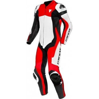 Dainese Assen 2 Perforated White Lava Red Black 1 Piece Motorcycle Suit 52