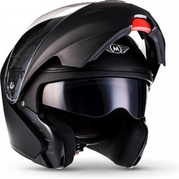 MOTO F19 Matt Black systeemhelm Flip-Up scooterhelm, motorhelm, S, hoofdomtrek 55-56cm