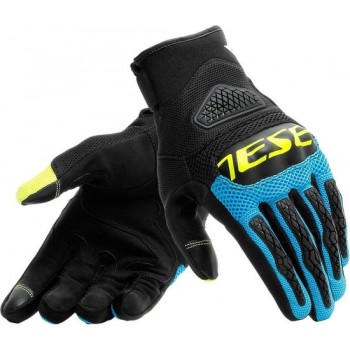 Dainese Bora Black Fire Blue Fluo Yellow Motorcycle Gloves XL