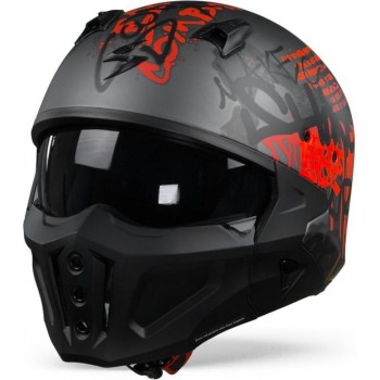Scorpion Covert-X Wall Dark Silver Matt Red Jet Helmet XL
