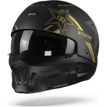 Scorpion EXO-Combat Evo Rockstar Gold Jet Jethelm - Motorhelm - Maat XXL
