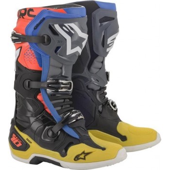Alpinestars Tech 10 Black Yellow Blue Red Fluo Motorcycle Boots 12