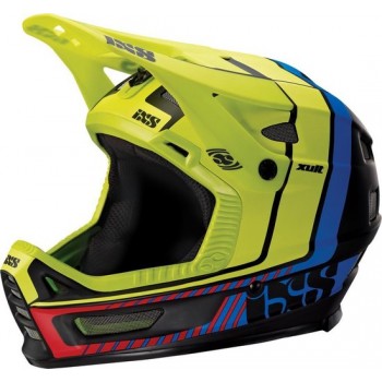 IXS Xult Fullface Helm, black/blue/lime Hoofdomtrek 60-62cm